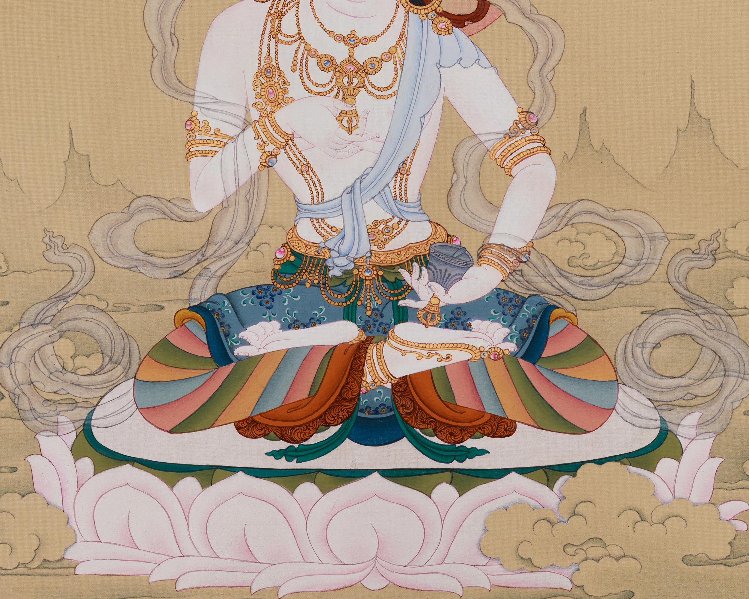 Dorje Sempa, Tibetan Buddha of Purification | Thangka of Vajrasattva | Lhasa Stone and Gold