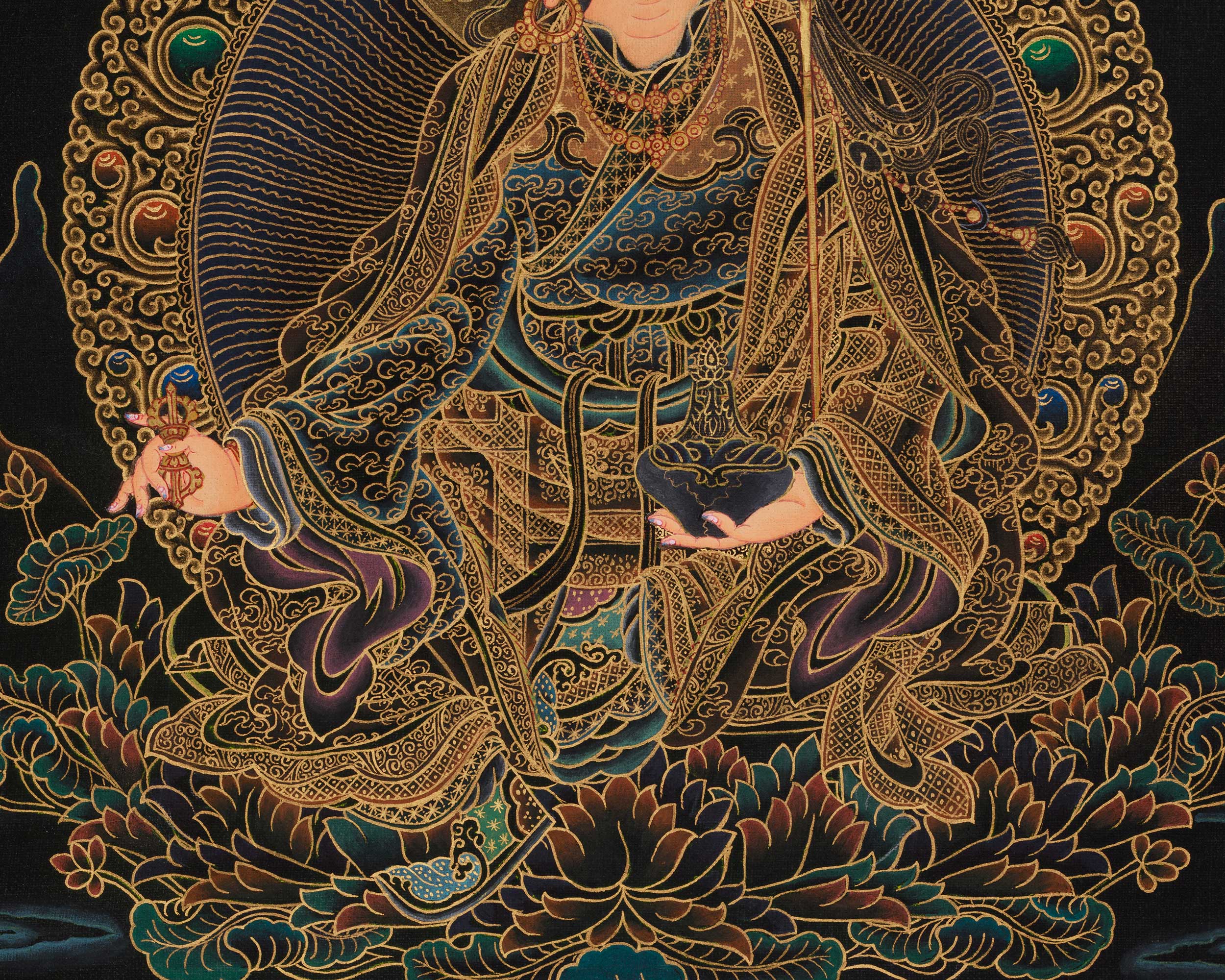 Traditional Thangka of Guru Rinpoche | The Founder of Tibetan Buddhism