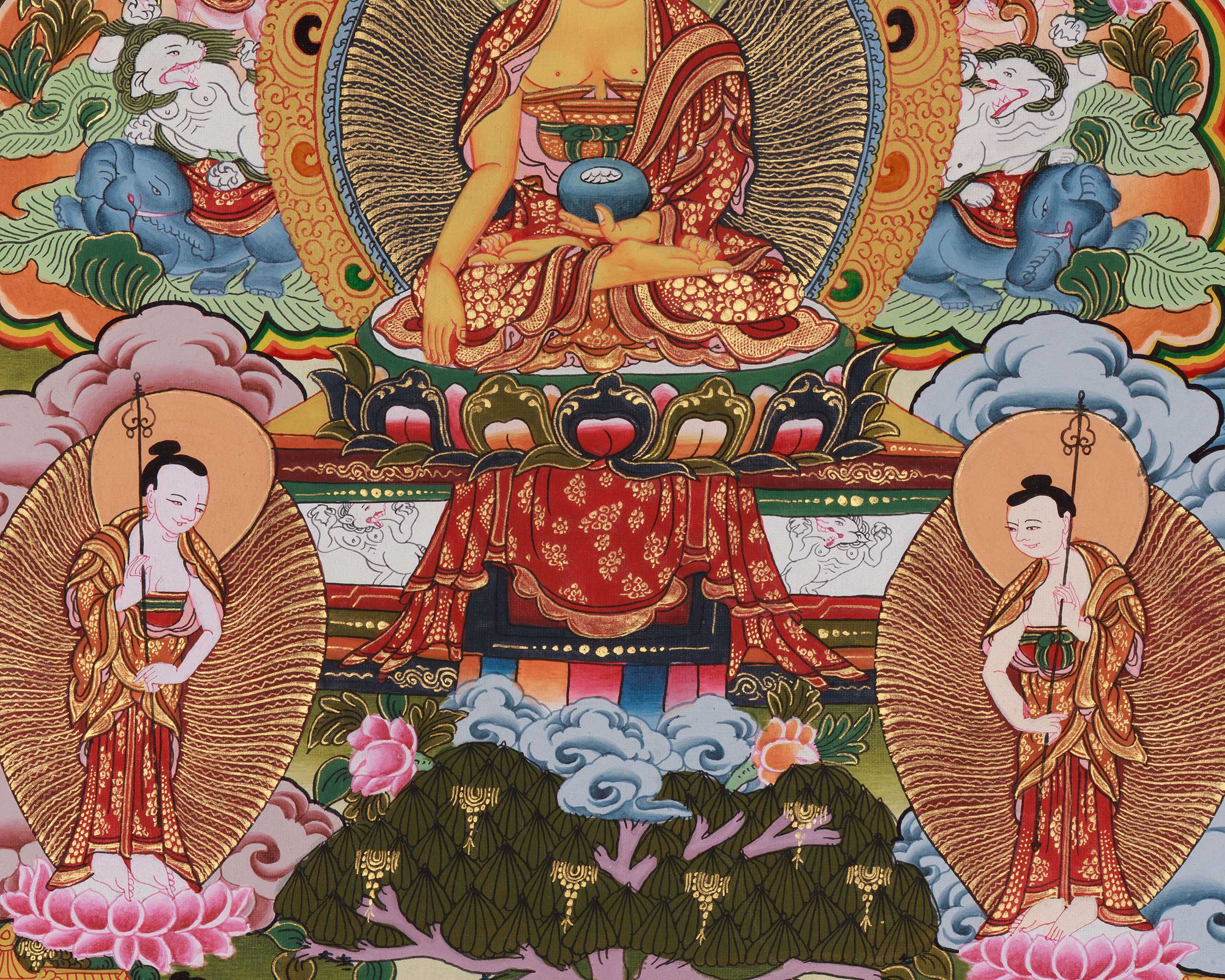 Historical Buddha Life Story Thangka | Traditional Artwork Depicting the Buddha’s Path to Enlightenment