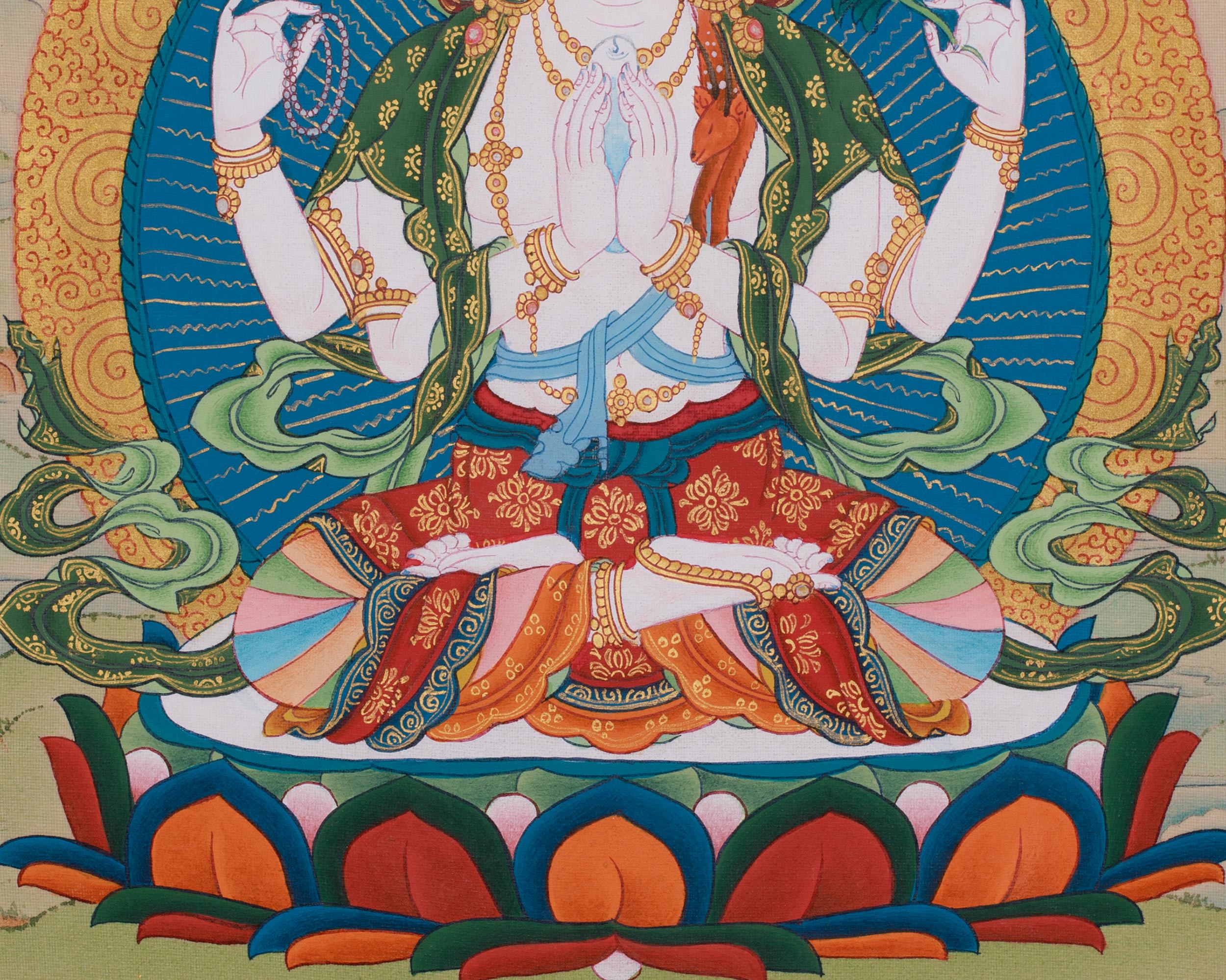 Four Armed Avalokiteshvara Painting | Compassionate Bodhisattva