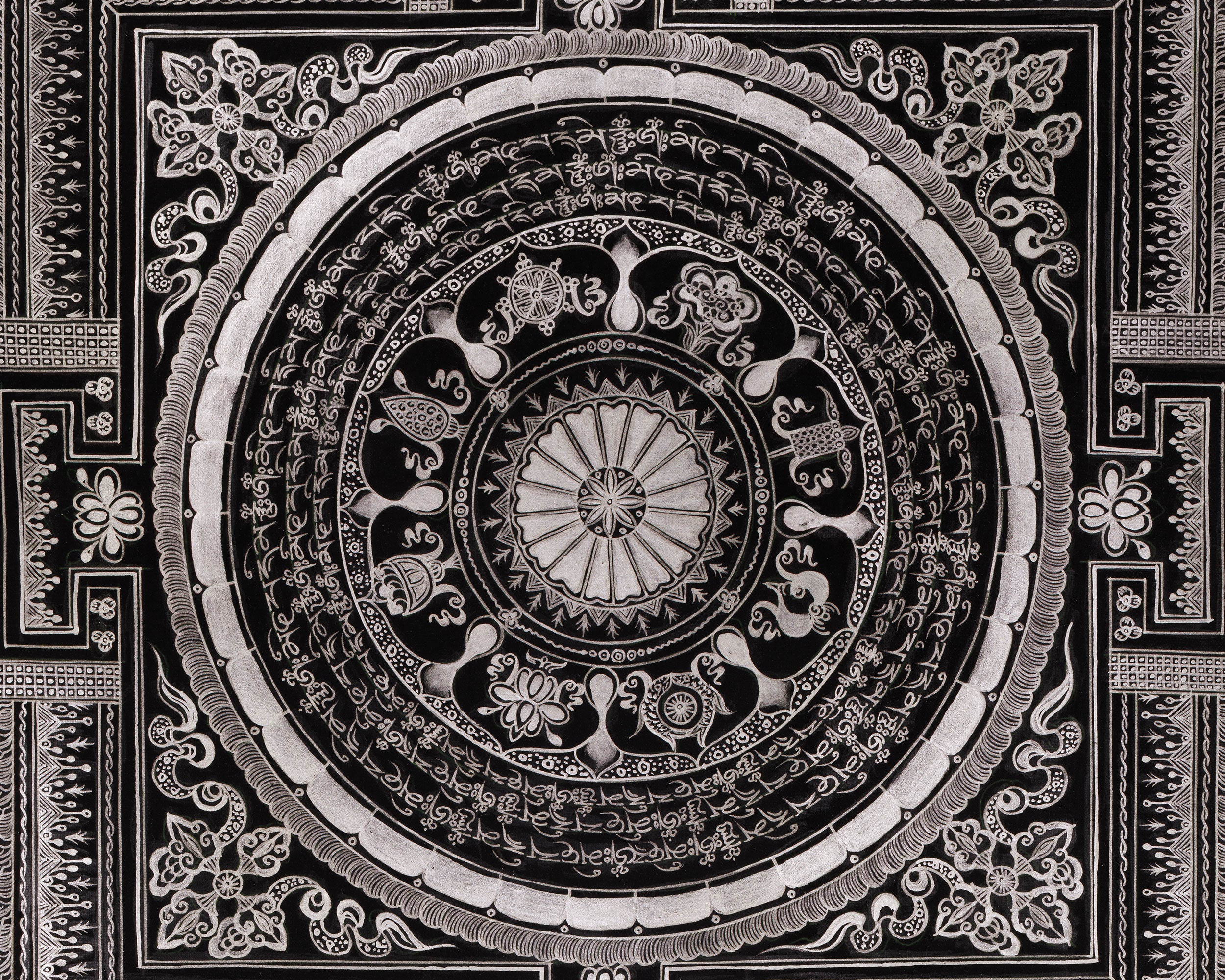 Ashtamangala Mantra Mandala | High Quality Giclee Canvas Print