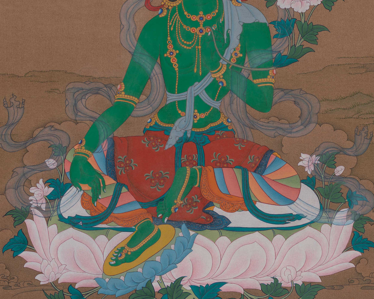 Green Tara Buddhist Painting | Shyama Tara | Protection Deity