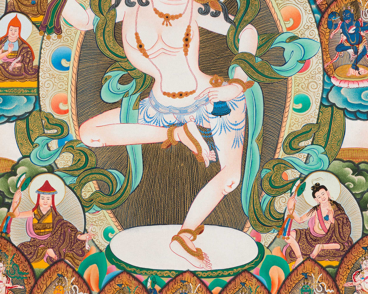 Hand-Painted Machig Labdron Lineage Tree Thangka | High-Quality Thangka Painting