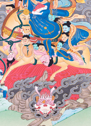 Palden Lhamo Prayer Thangka | Hand-Painted Buddhist Deity Painting