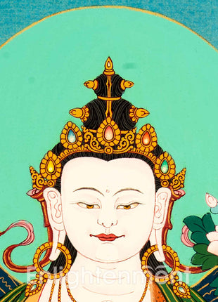 Buddhist Chenrezig Thangka | Art Inspiring Divine Compassion, Peace, and Enlightenment