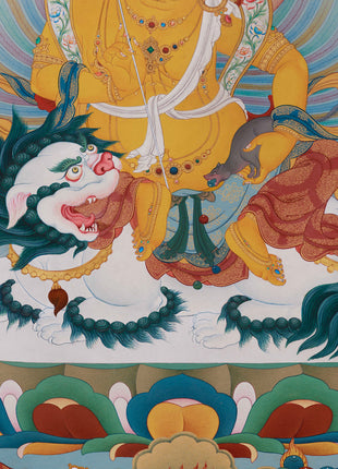 Exquisite Thangka of Guardian King Vaisravana | Assembly of Wealth Deities