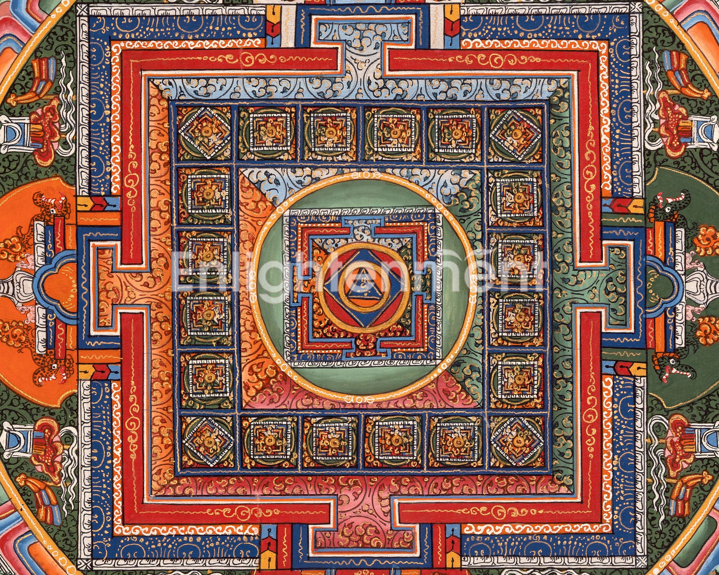 Sacred Vintage Vajrayana Mandala | Powerful Symbols For Buddhist Practice