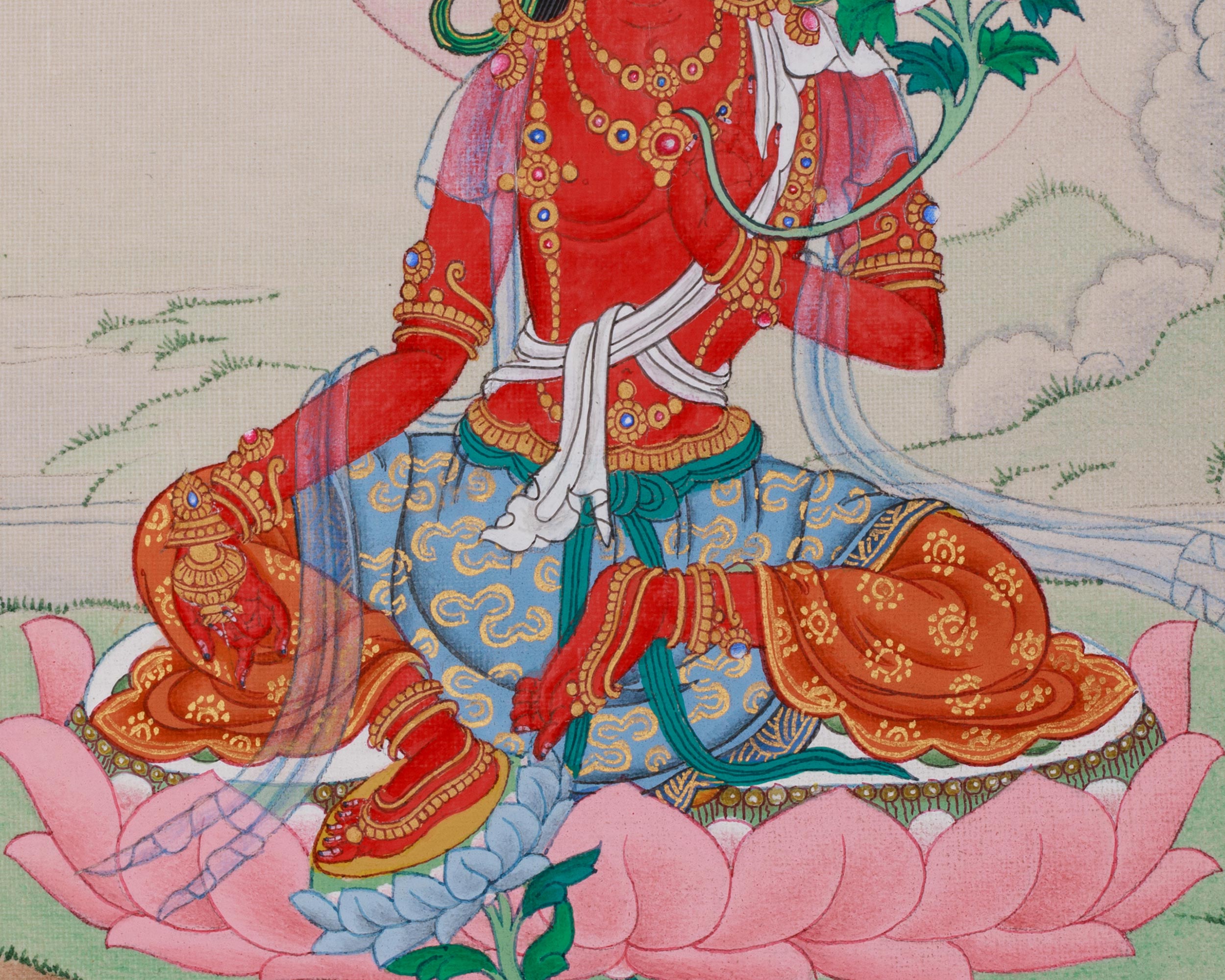 Buddhist Red Tara Thangka | Goddess Who Bestows Power and Wisdom