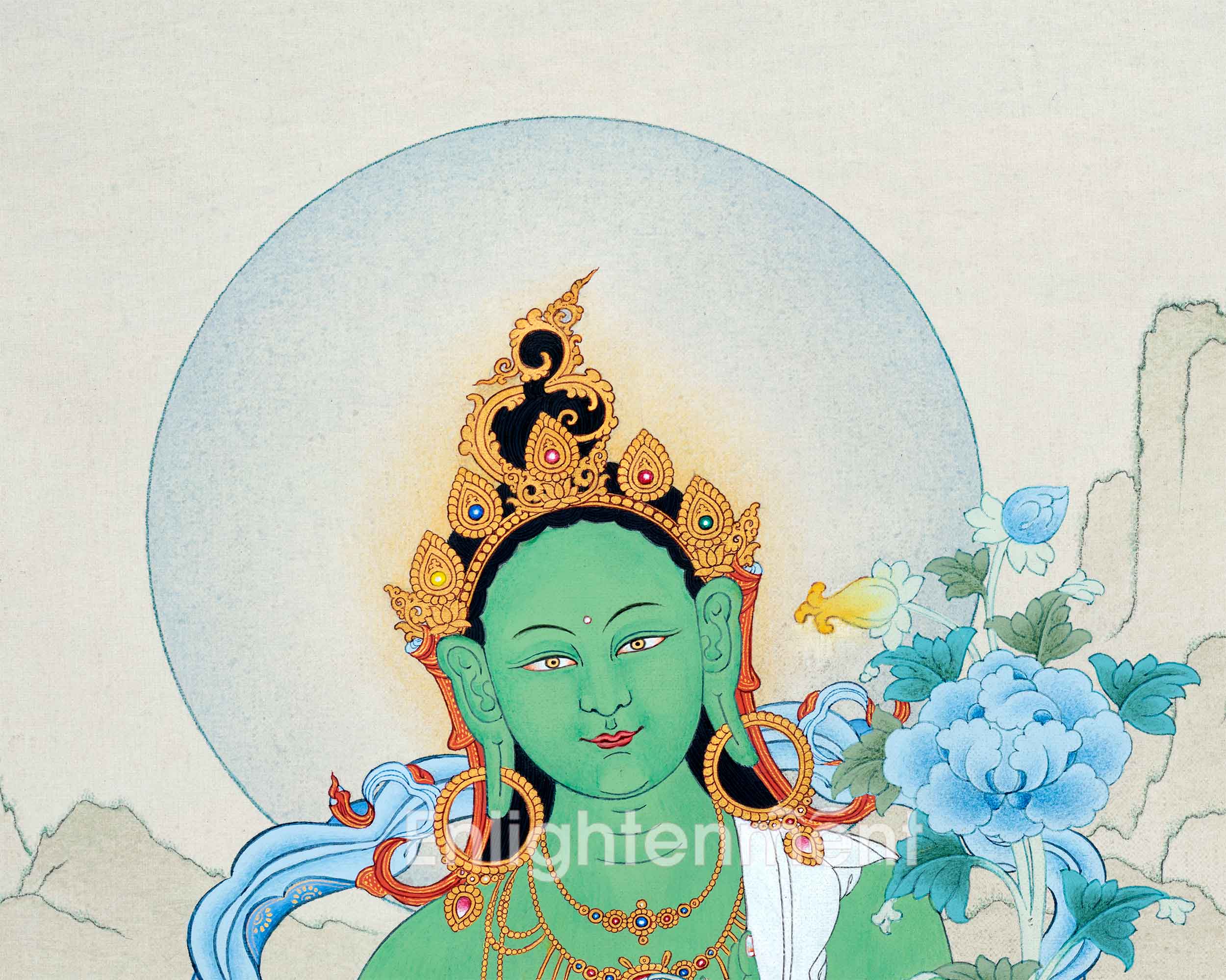 Tibetan Tara Goddess, Mother Green Tara Thangka | Traditional Painting