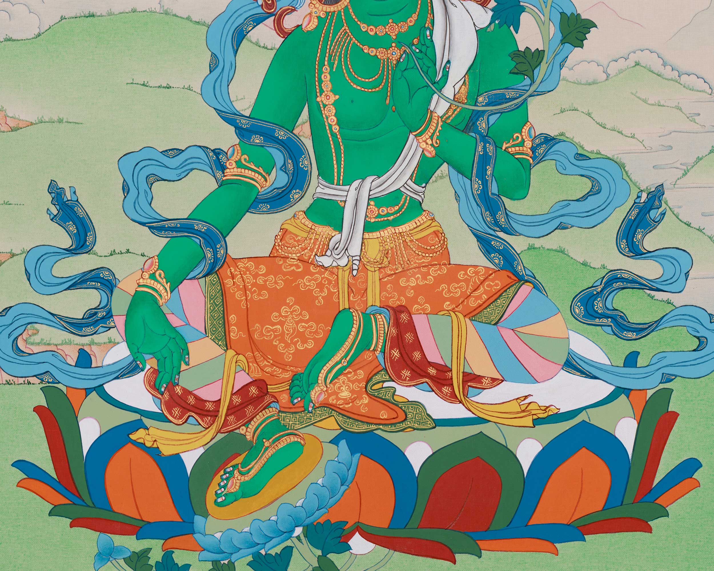 Savior Goddess Green Tara Thangka | Bodhisattva’s Healing Energy