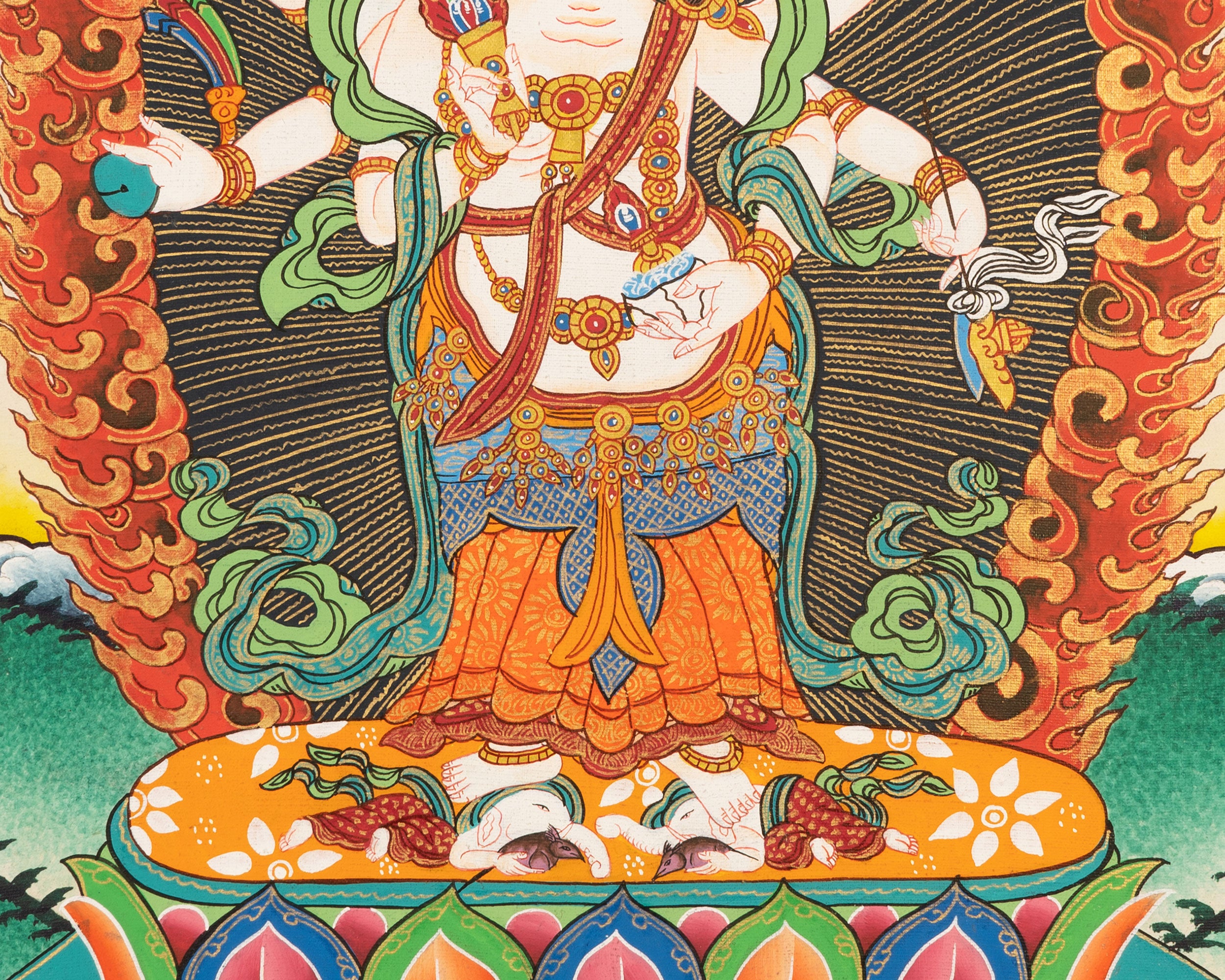 White Six armed Mahakala Thangka | Art Painting