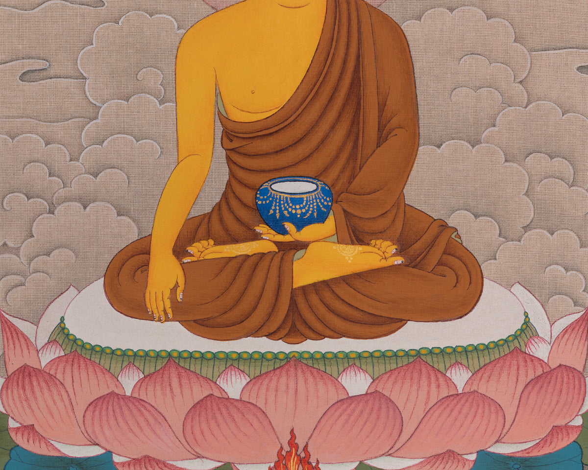 Shakyamuni Buddha Sacred Painting | Traditional Representation of Buddhist Awakening