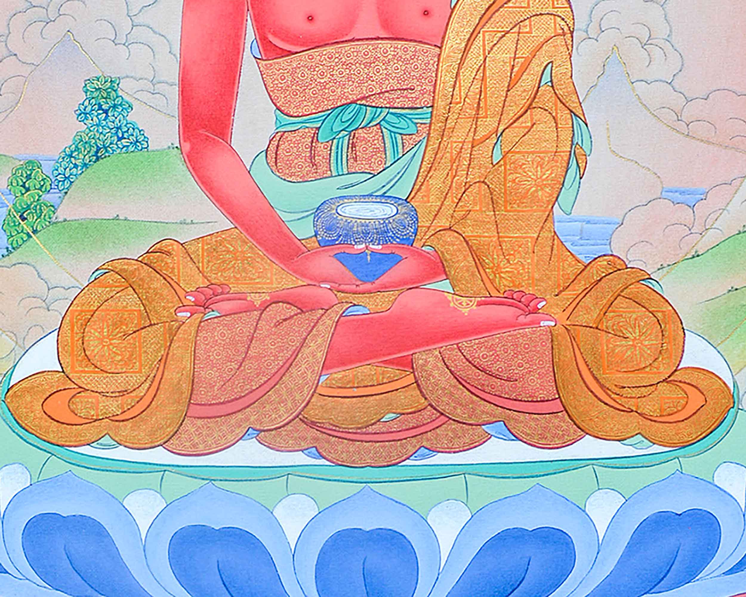 Hand Painted Amitabha Buddha Thangka Art | A Symbol Of Purity And Enlightenment | Traditional Tibetan Buddhism Art