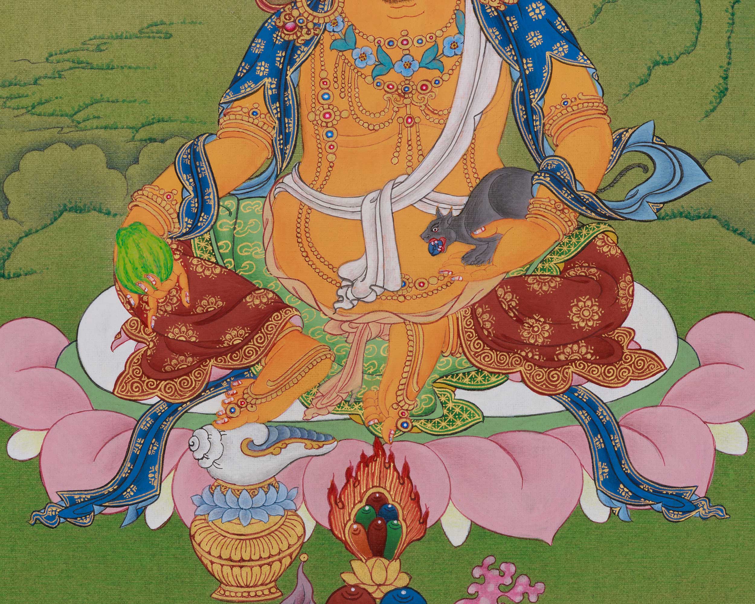 Wealth Deity Dzambhala Art | Guardian of Prosperity | Spiritual Abundance Thangka