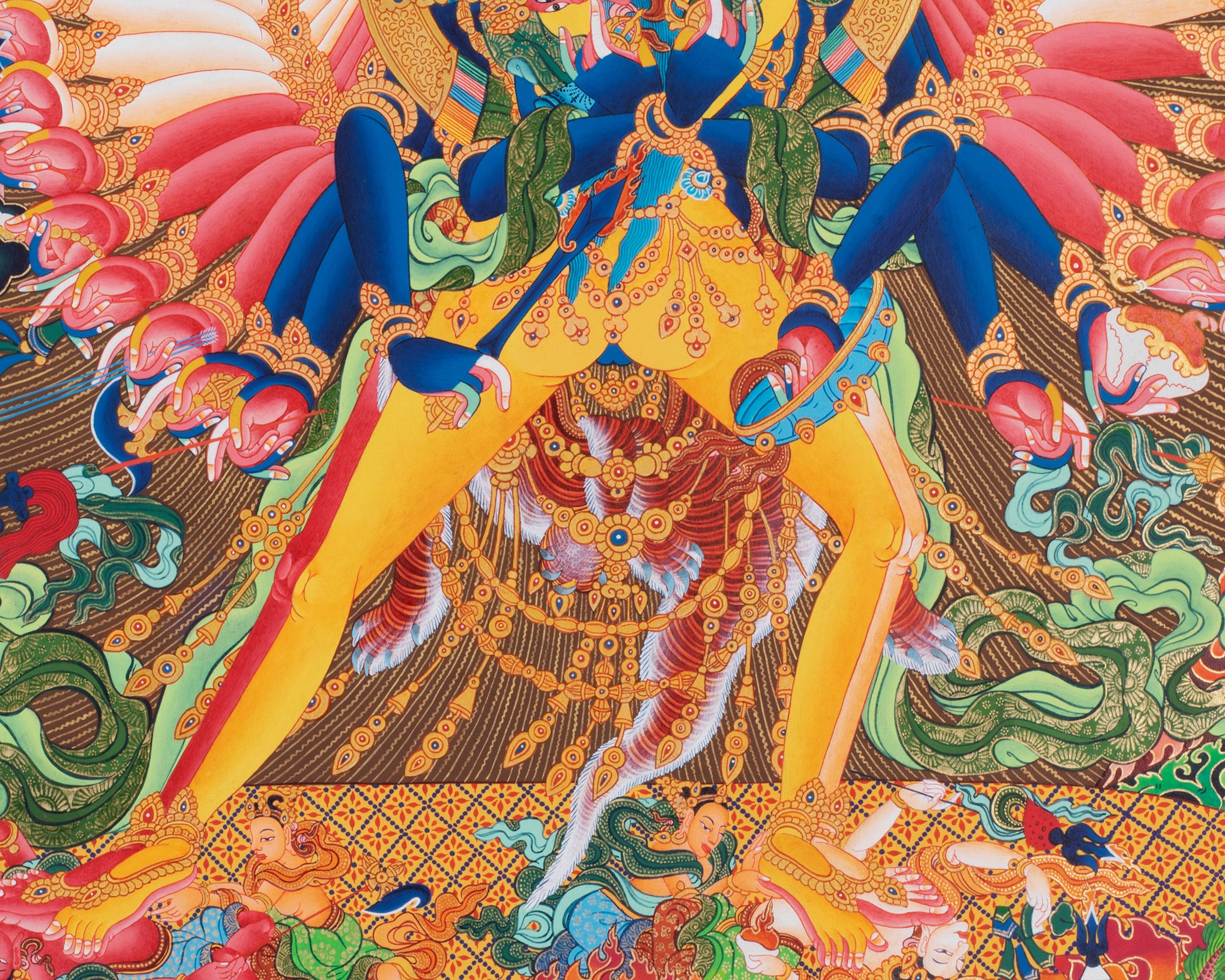 Exquisite Yidam Kalachakra Thangka | Spiritual Awakening with Consort Vishvamata