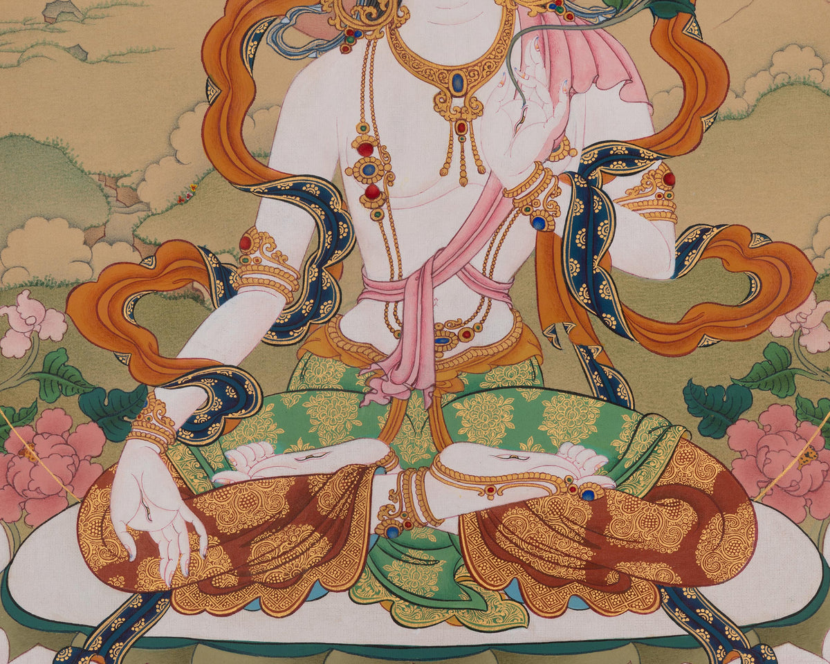 Sita Tara Goddess Thangka | Buddhist Art of Longevity and Compassion
