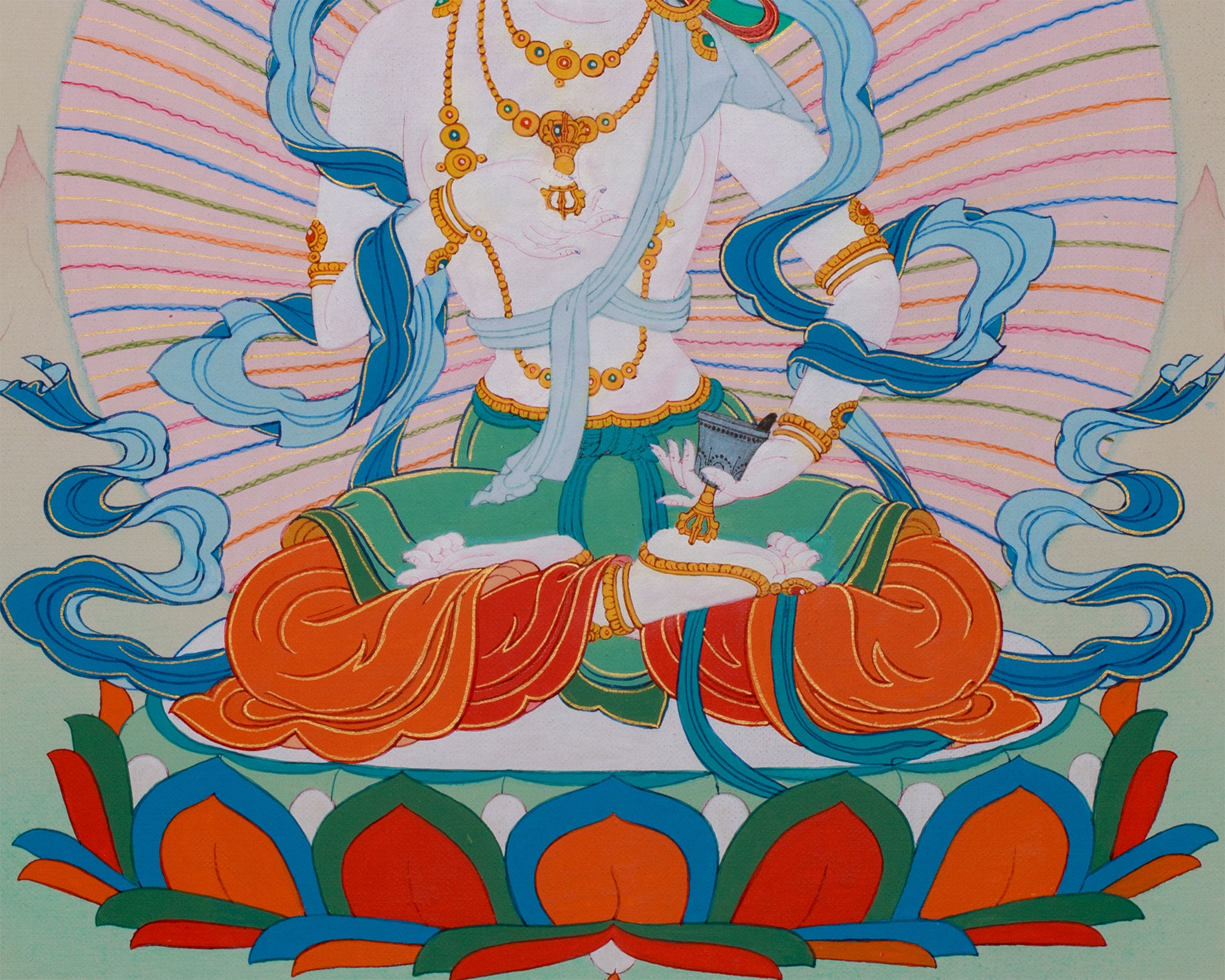 Handpainted Vajrasattva Thangka for Vajrayana Practice
