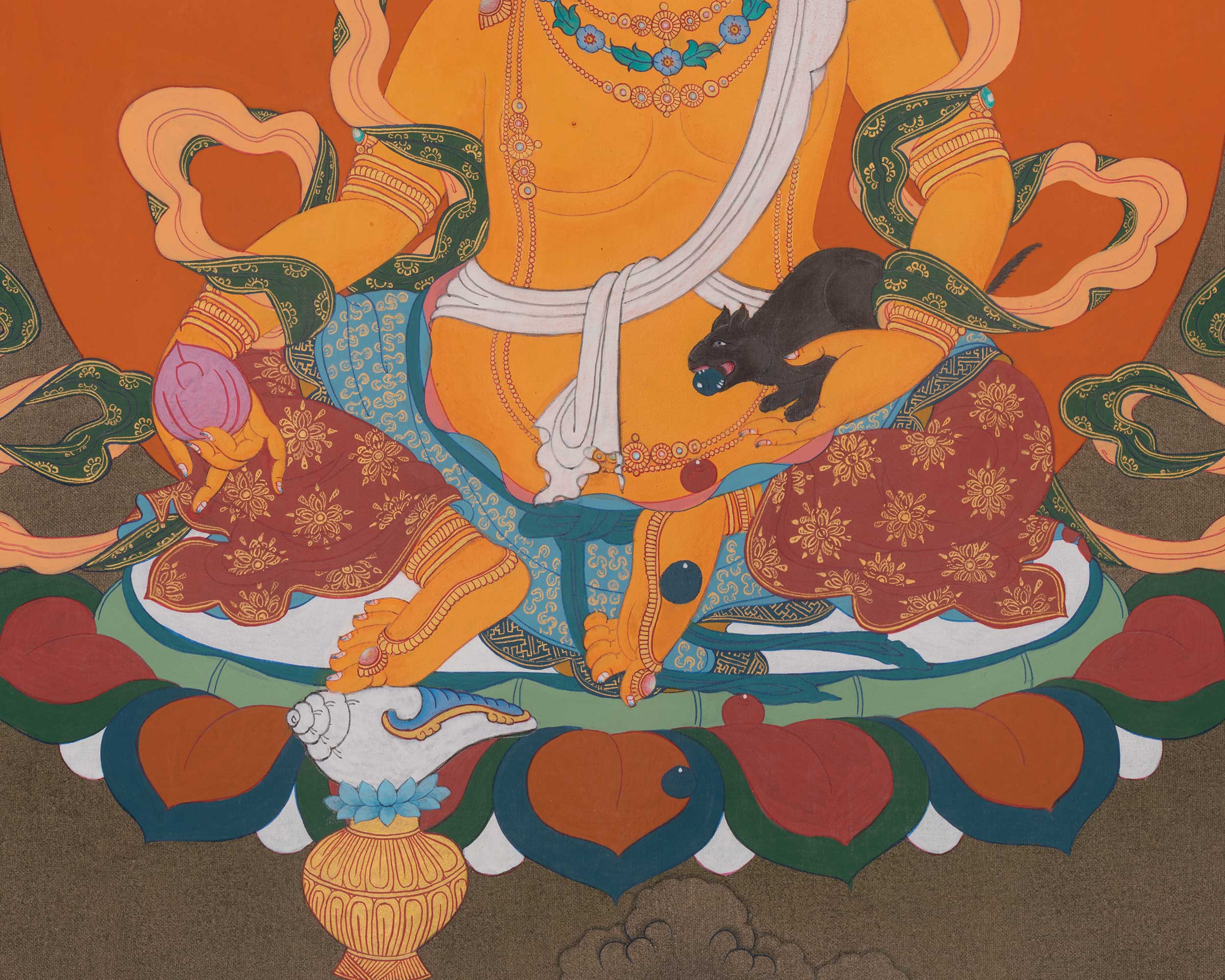 Dzambhala Sacred Art | Wealth Deity | Himalayan Prosperity Artwork