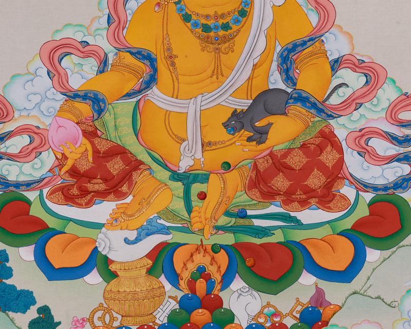 Dzambhala Thangka | Buddhist Deity of Wealth and Prosperity