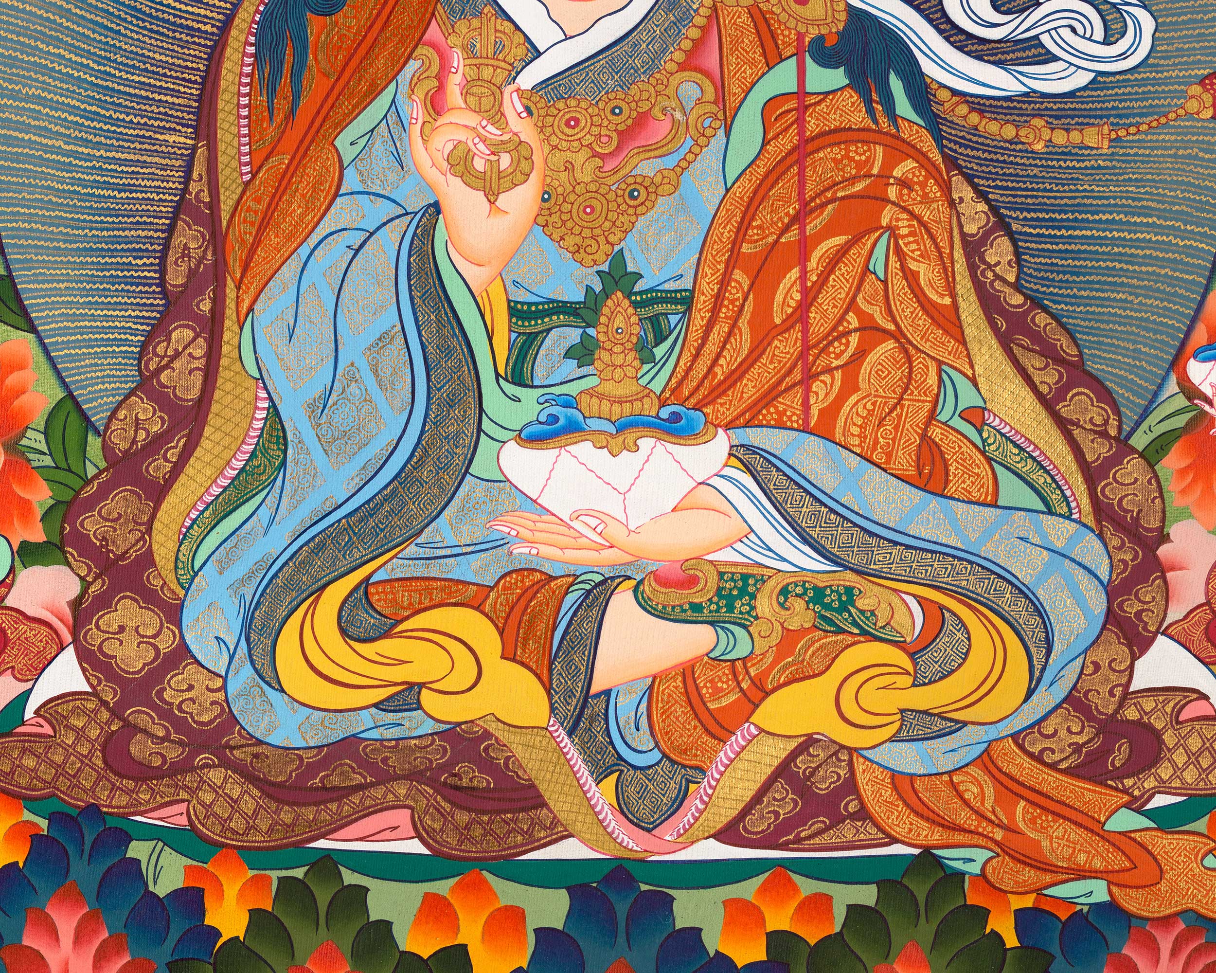 Guru Rinpoche Thangka | Eight Manifestation of Guru Padmasambhava |  Lotus Born Master of Buddhism | Thangka Painting for Meditation