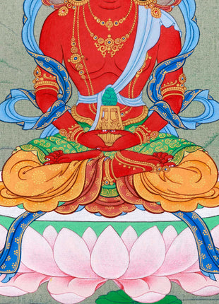 Amitayus Buddha of Infinite Light | Small Thangka Art for Meditation