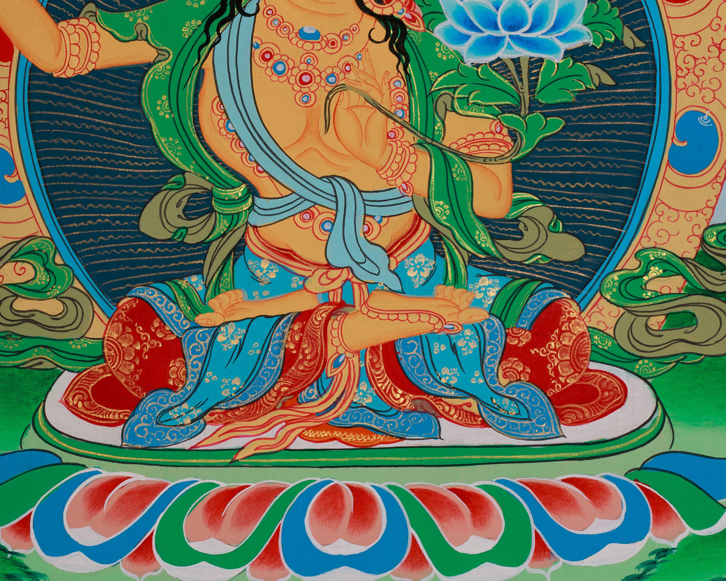 Hand-Painted Wisdom Deity Manjushri Painting | Knowledge and Enlightenment