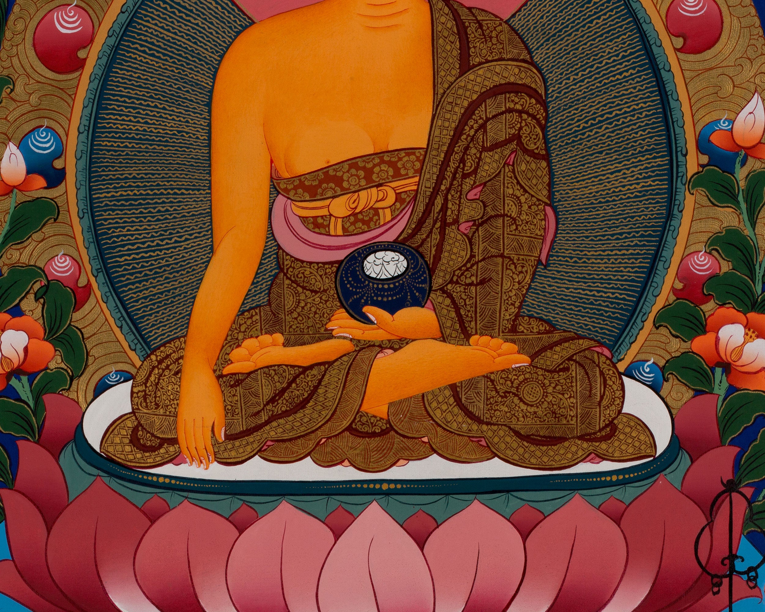 Buddha With Disciples Thangka | Traditional Tibetan Art