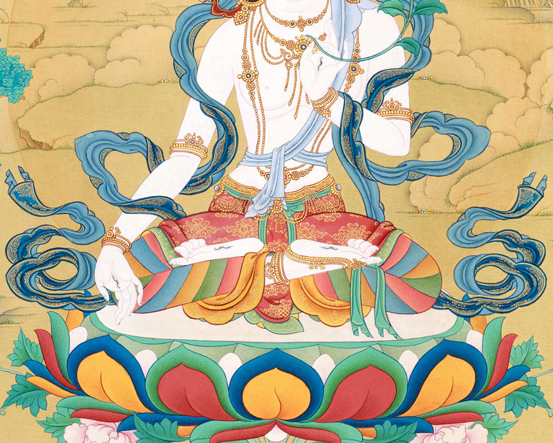 Mother White Tara Thangka | The Goddess Of Healing | Traditional Wall Decorations