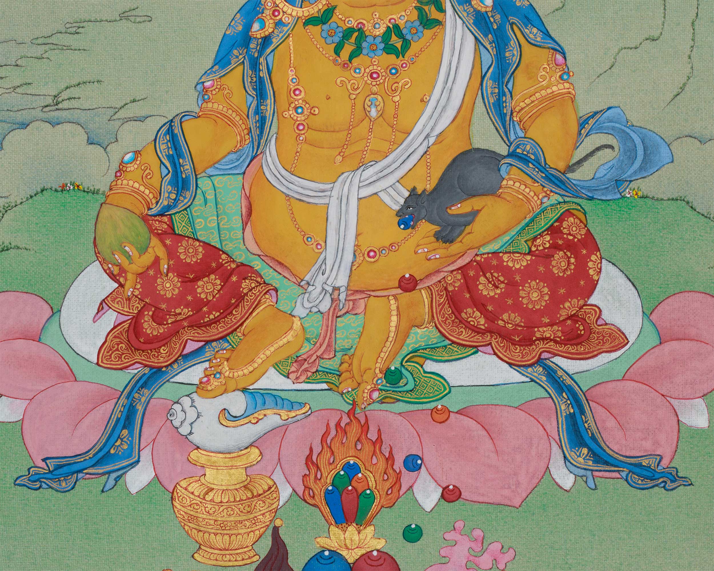Buddhist Kubera (Jambhala) Thangka | The Guardian of Wealth & Prosperity