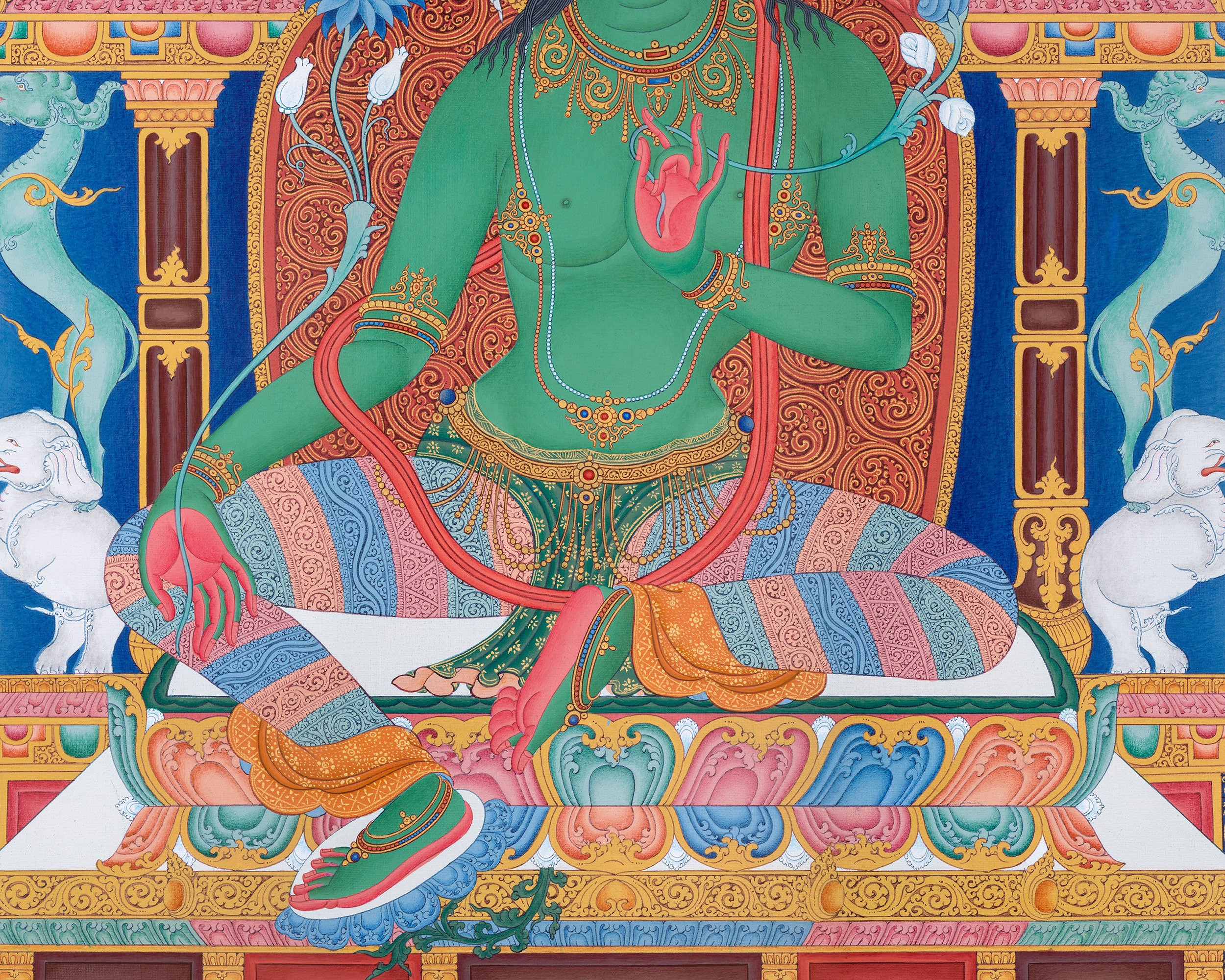 Green Tara Thangka Print | Digital Canvas Print