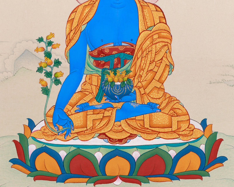 Medicine Buddha: Vibrant Painting of Healing Buddha