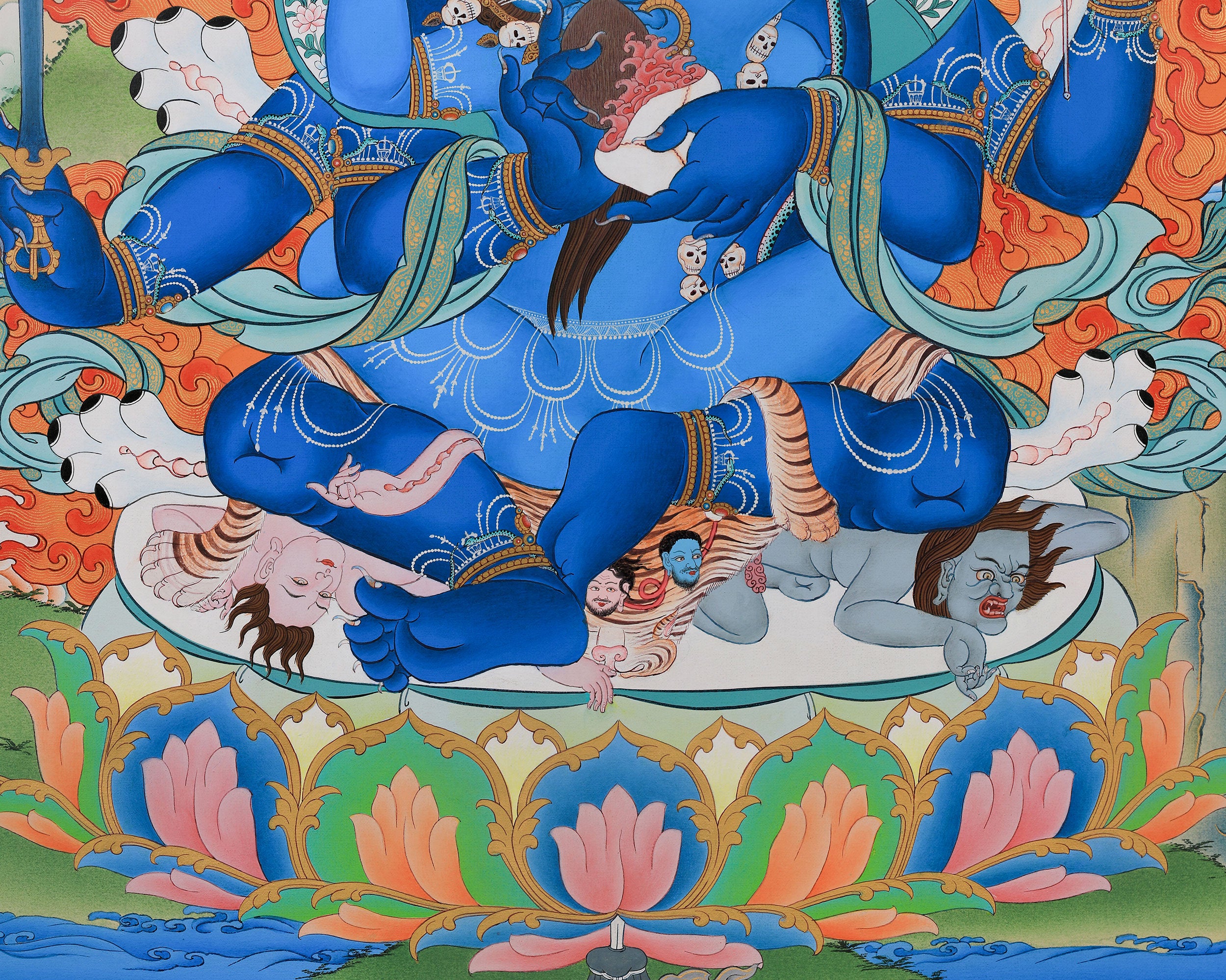Four-Armed Mahakala with Consort Canvas Print | Powerful Wrathful Dharmapala