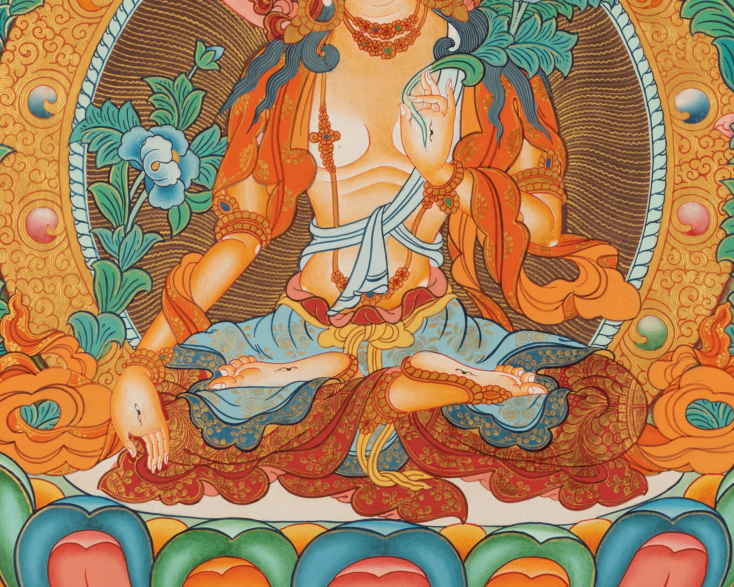 Quality White Tara Thangka | Traditional Buddhist Wall Hanging