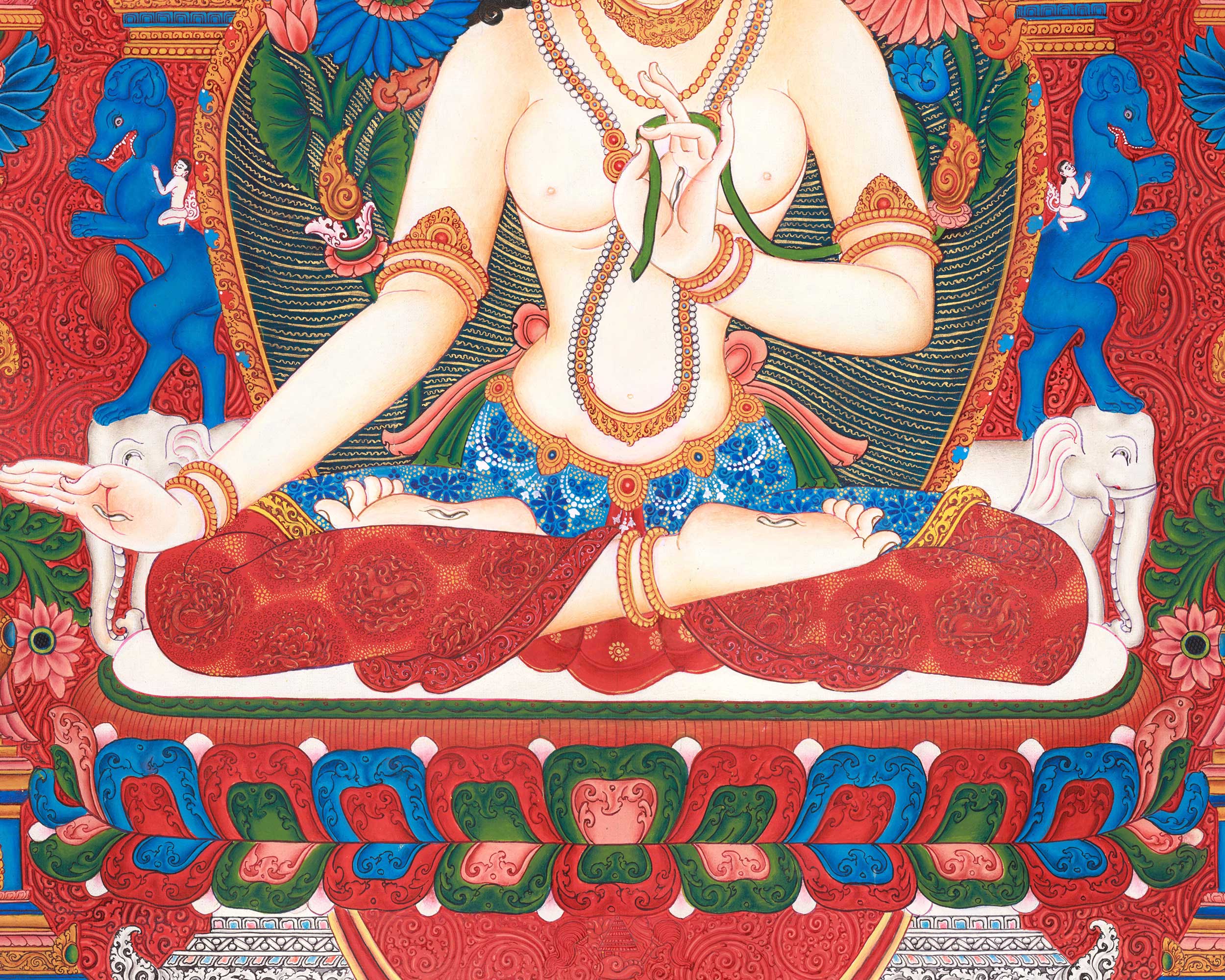 Tara's Radiant Duality: Green Tara and White Tara - Traditional Newari Buddhist Art