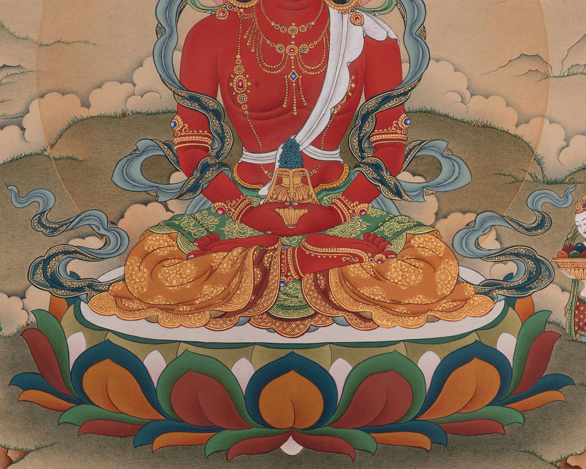 Sacred Amitayus Buddha Thangka | Infinite or Measureless Life Deity