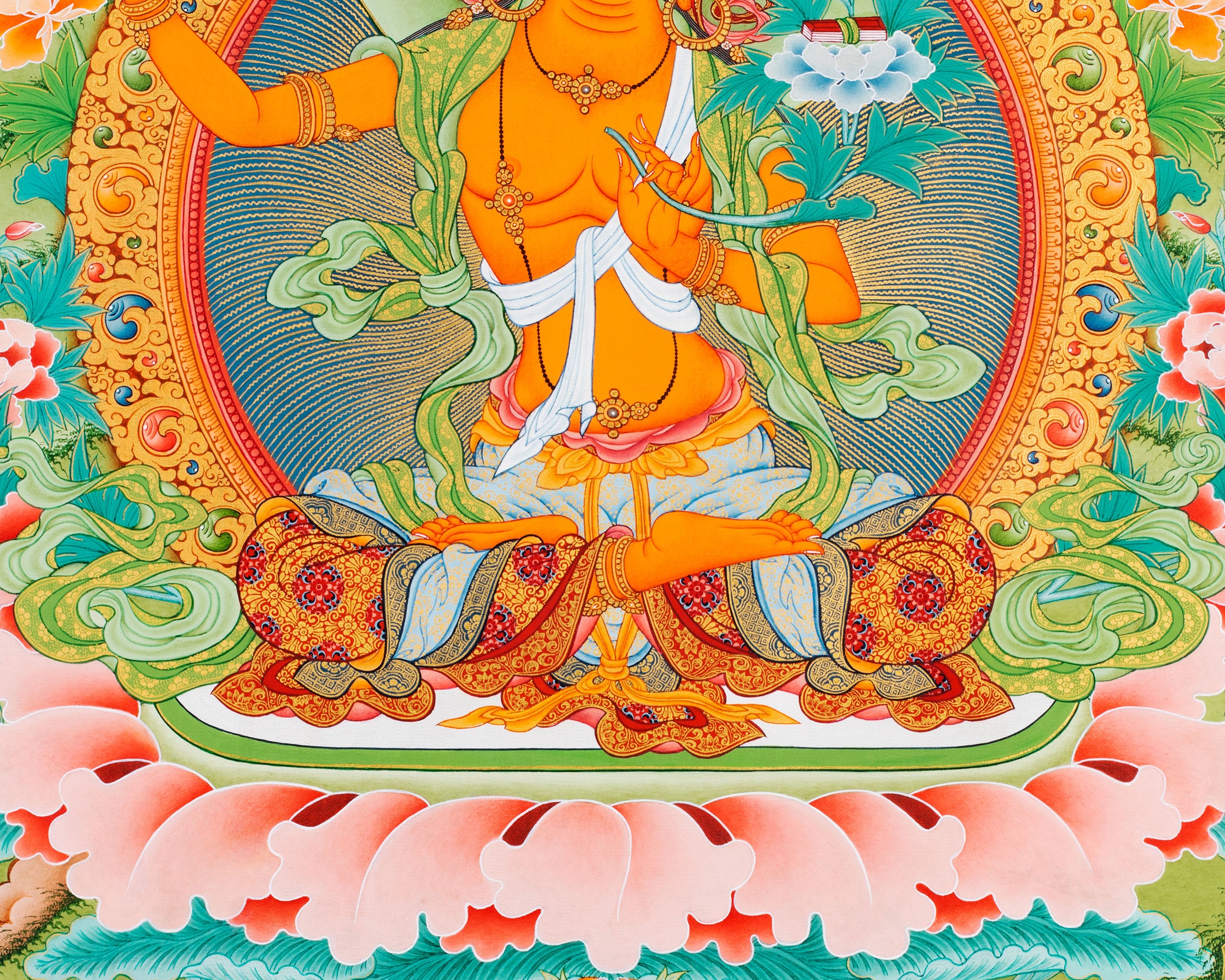 Wisdom Deity, Manjushri Thangka | Sacred Tibetan Art for Insight & Compassion