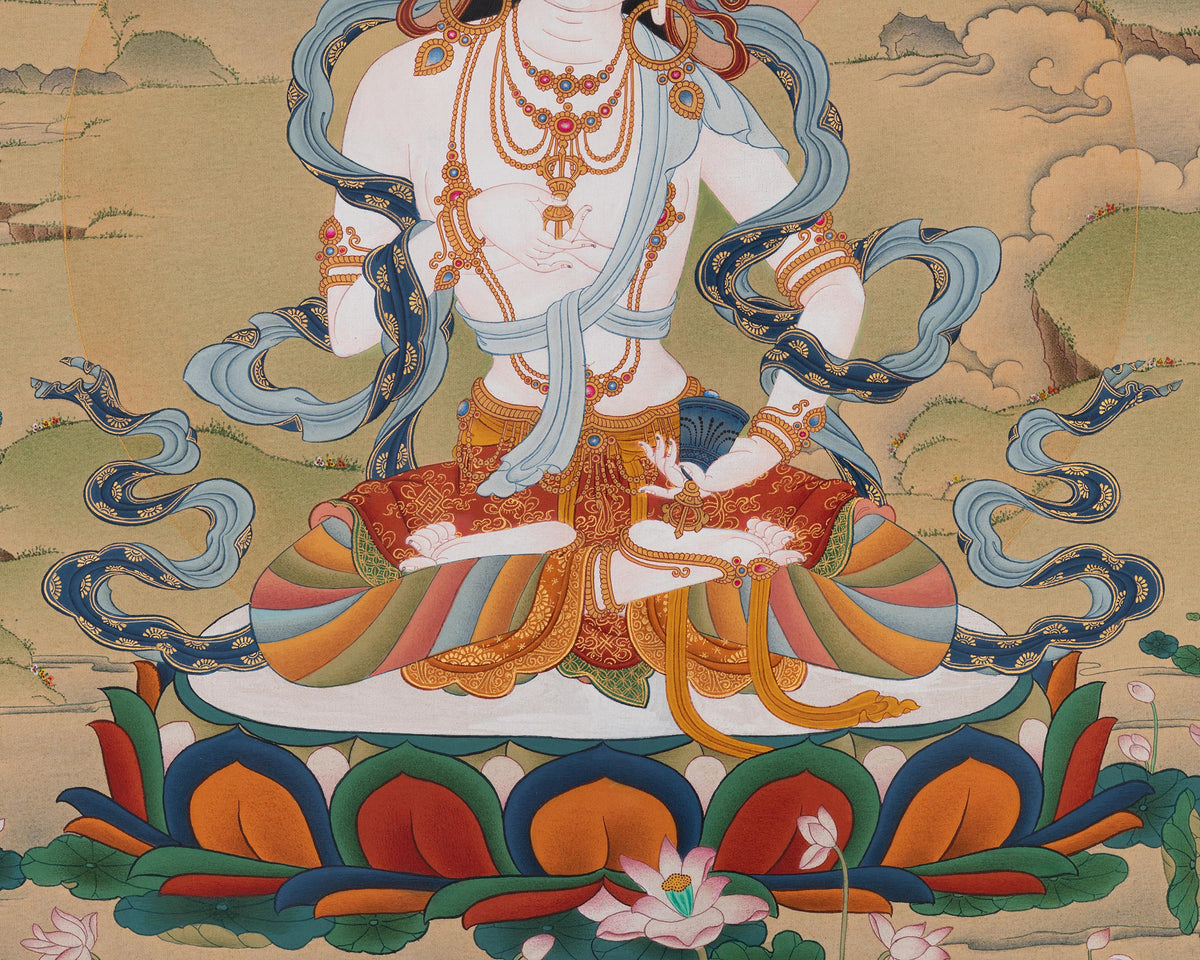 Vajrasattva Sacred Thangka | Traditional Buddhist Art of Purity and Transformation