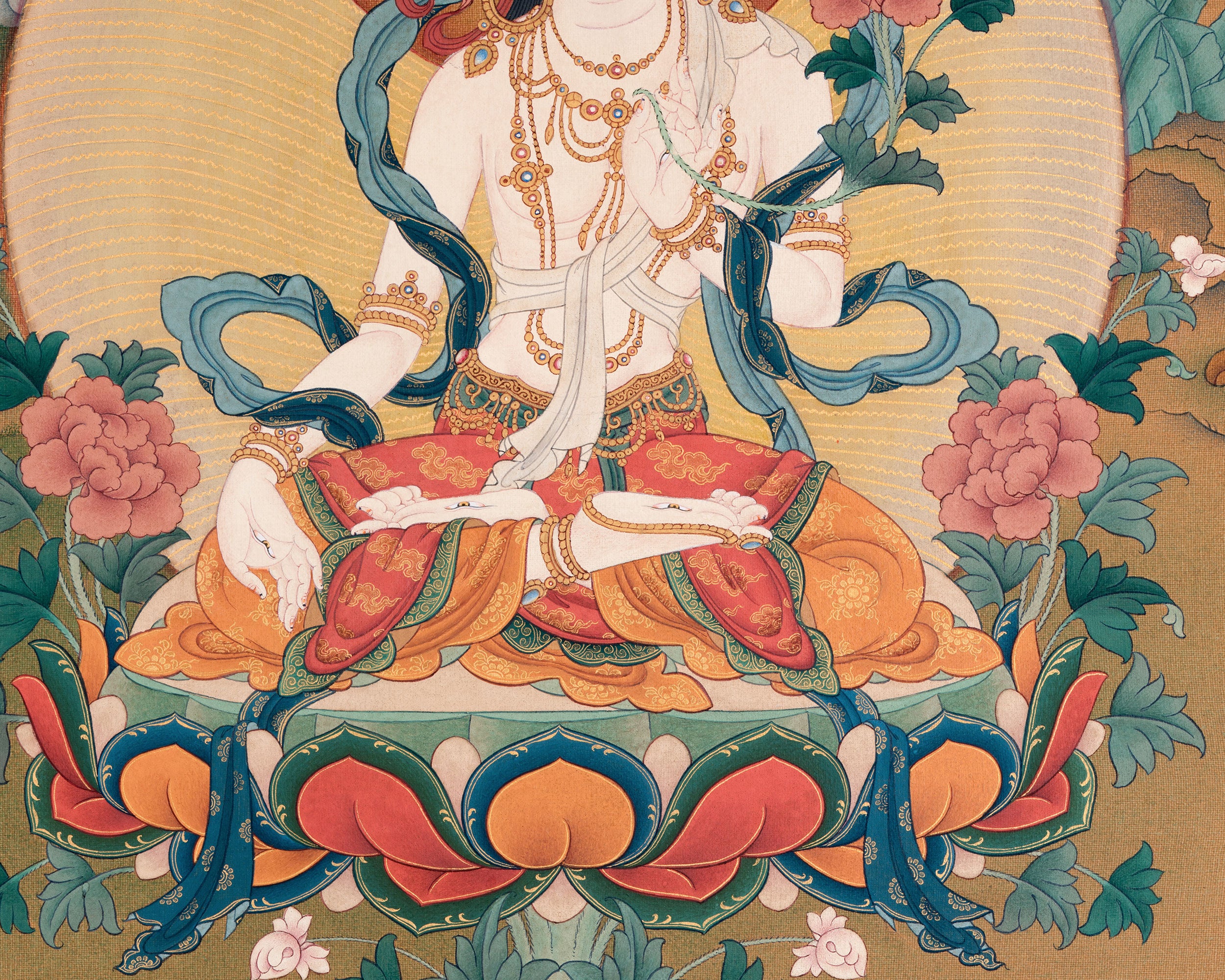 Female Bodhisattva, White Tara Canvas Print | With Amitayus and Namgyalma