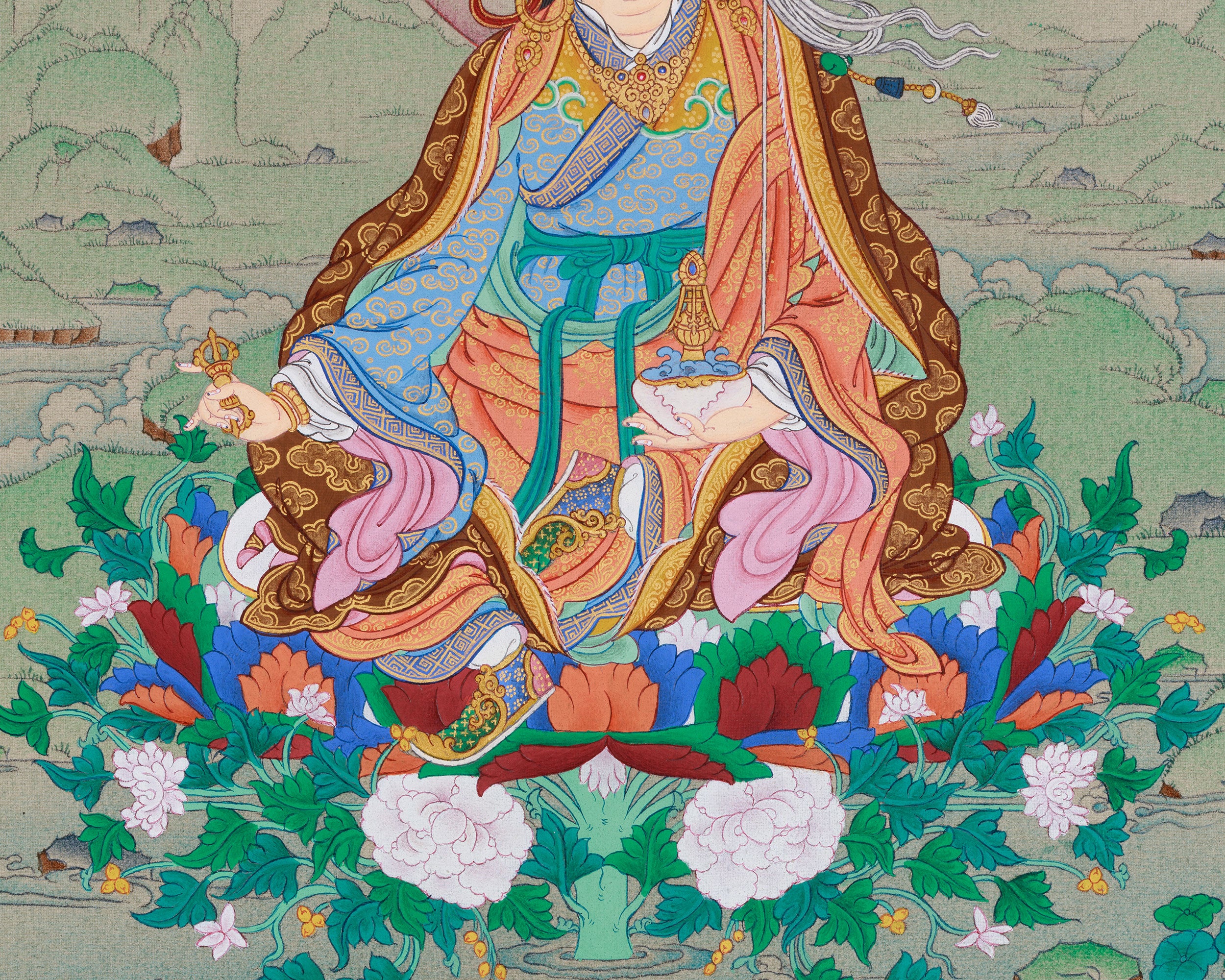 Traditional Guru Rinpoche Artwork | Buddhist Thangka of Padmasambhava