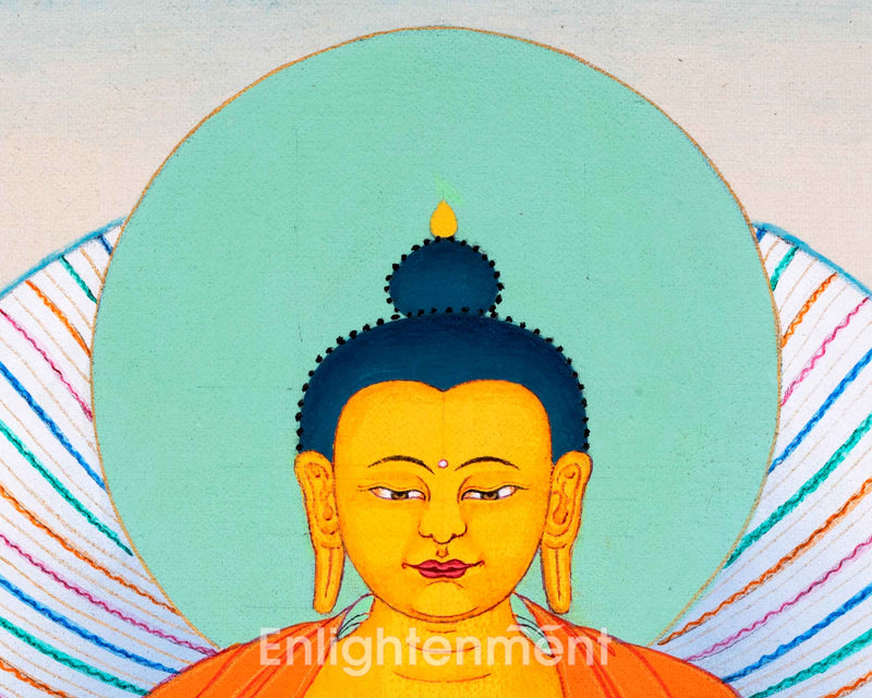 The Path to Liberation: Shakyamuni Buddha Thangka | Handpainted Sacred Tibetan Art