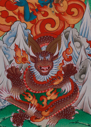 Yidam Yamantaka Head Thangka | Guardian Against Ignorance, Fear, and Spiritual Obstacles
