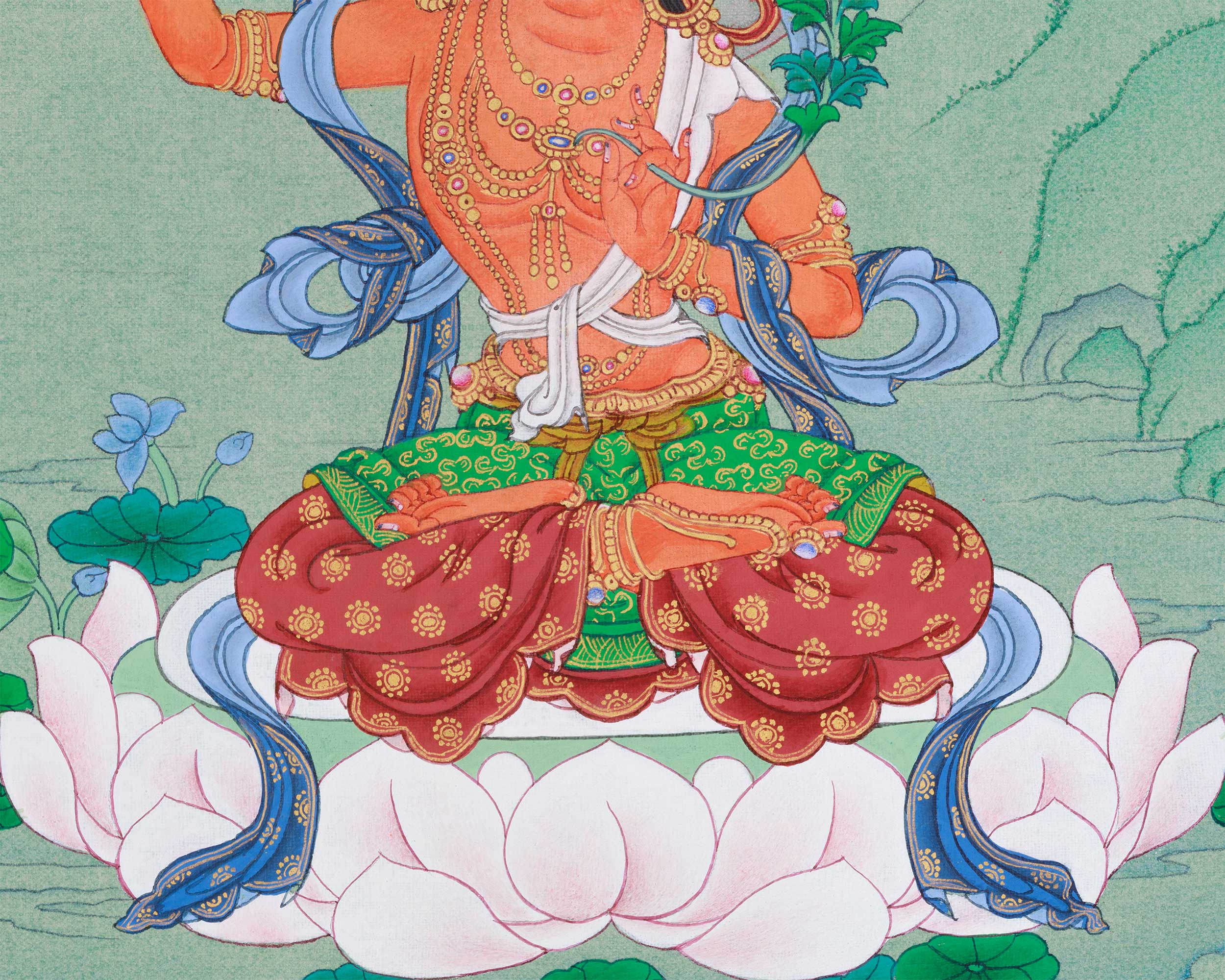 Sacred Manjushri Wisdom Artwork | Tibetan Bodhisattva of Clarity