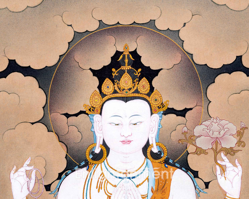 Sacred Chenrezig Thangka | The Embodiment Of Compassion | Bodhisattva Artwork