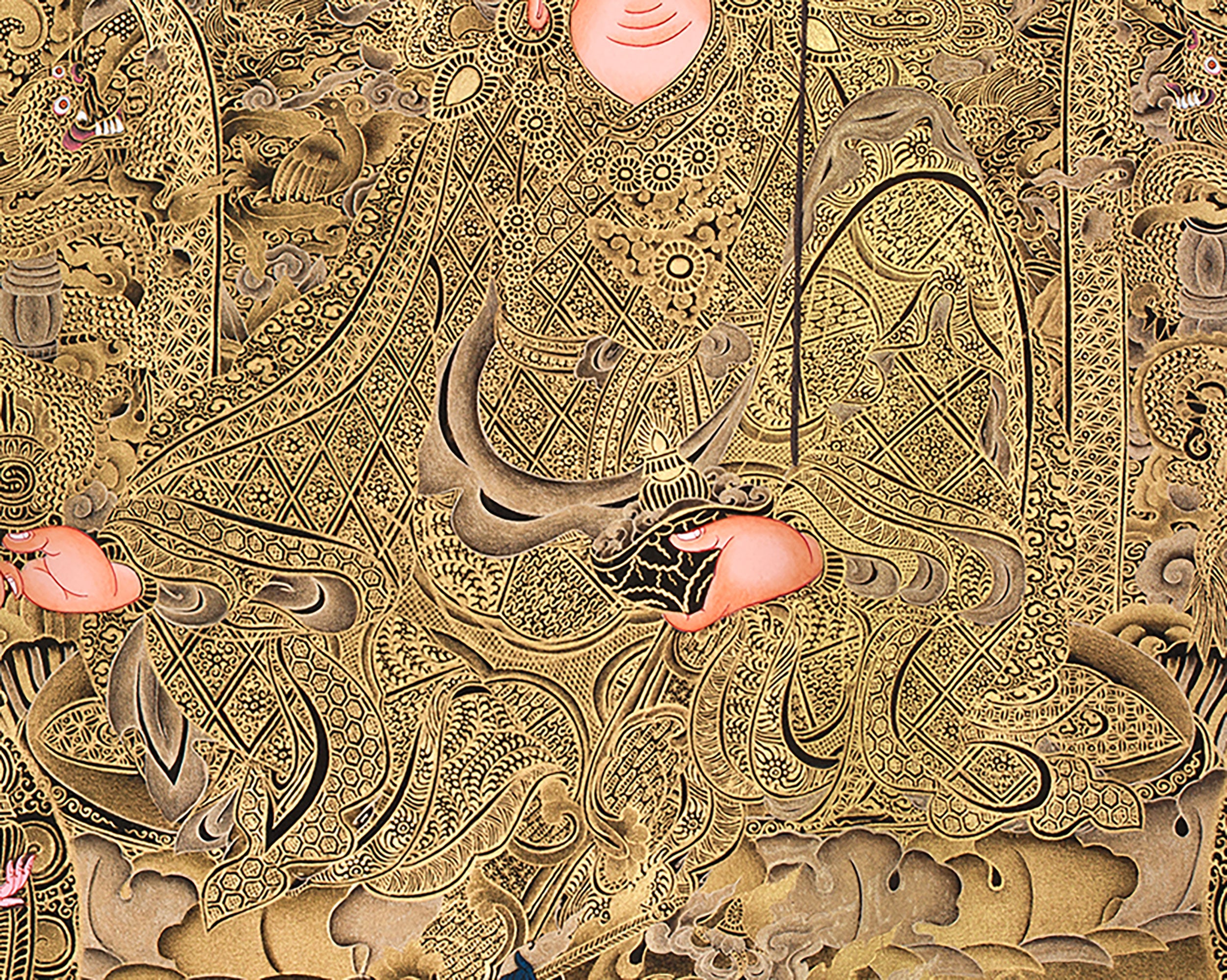 Eight Manifestations of Guru Rinpoche Thangka | Radiant Gold Thangka of the Supreme Tantric Master