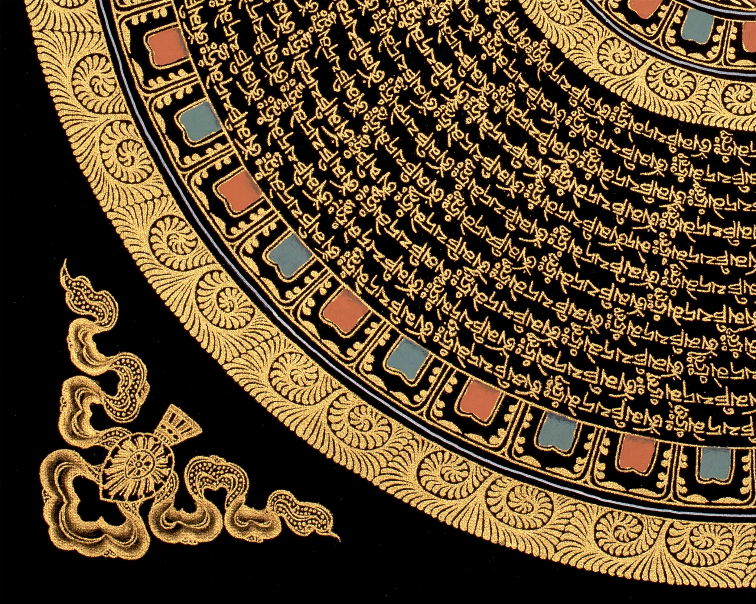 Mantra Mandala Thangka | Original Hand Painted Om Mani Padme Hum Thangka Art