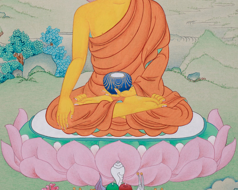 Buddha Shakyamuni Mini Thangka | Enlightenment & Peaceful Energy Art