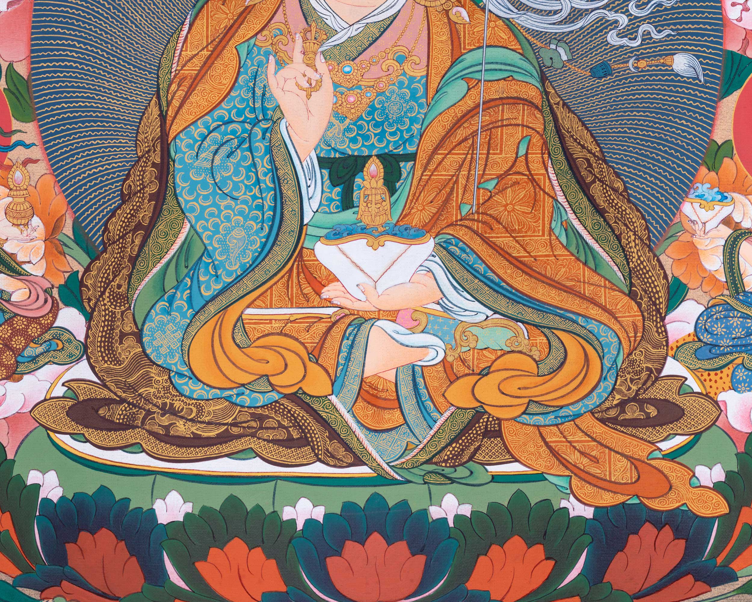 Guru Padmasambhava Thangka Print | Traditional Artwork Of Guru Rinpoche | The Lotus Born Master