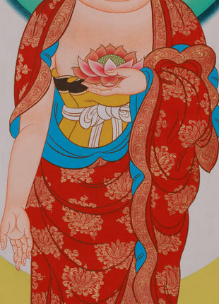Divine Standing Buddha Thangka | Embodying Peace and Spiritual Wisdom