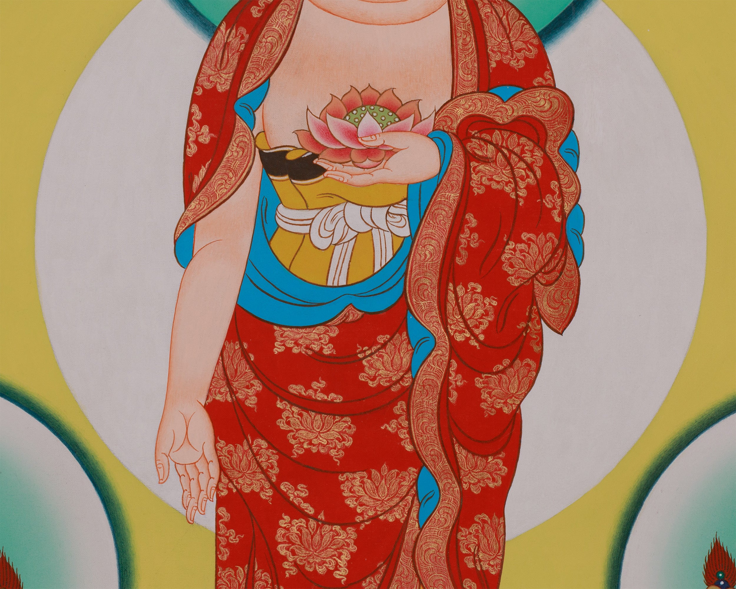 Divine Standing Buddha Thangka | Embodying Peace and Spiritual Wisdom