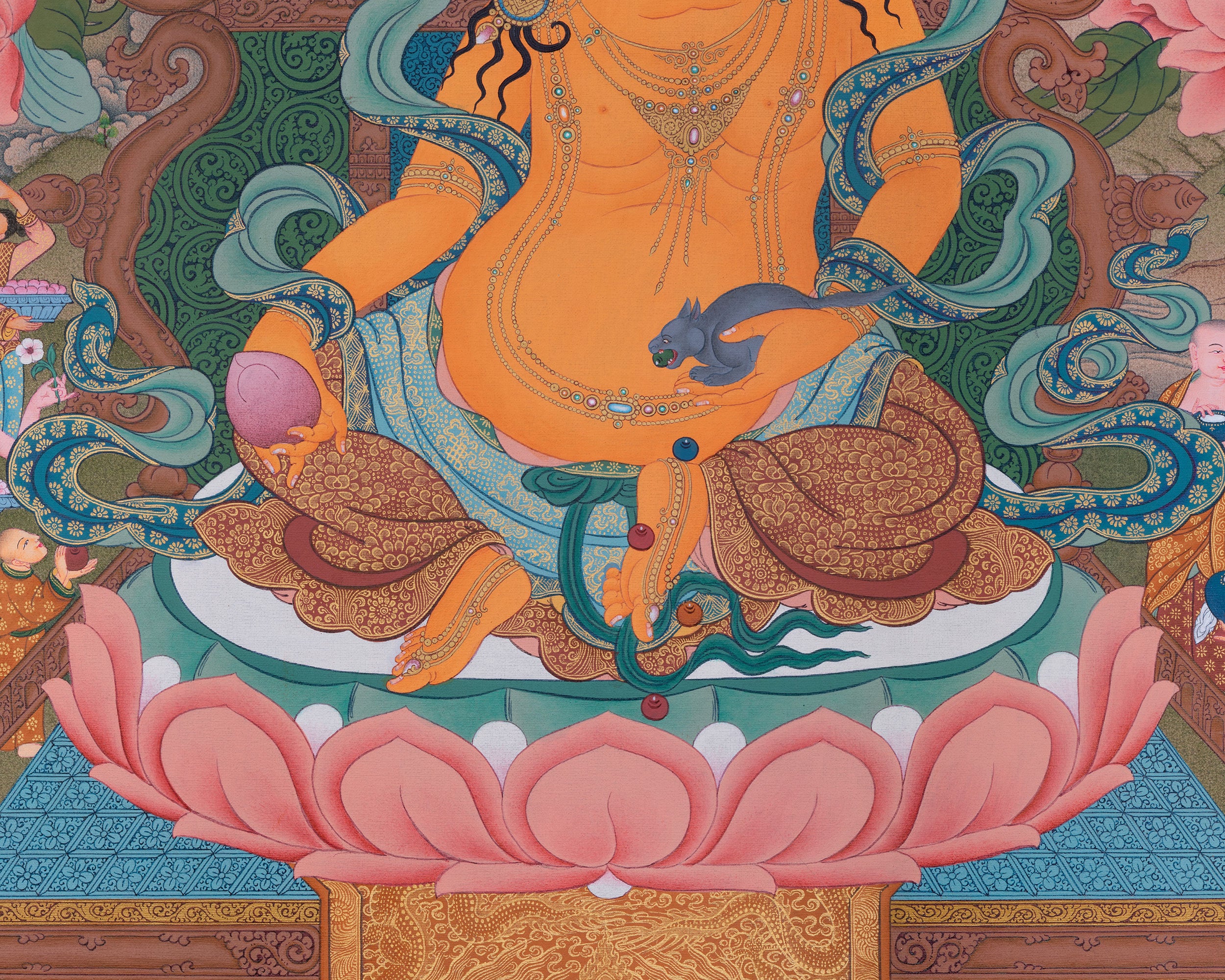 Jambala, Dzambhala Thangka Painting, Tibetan Thangka Print